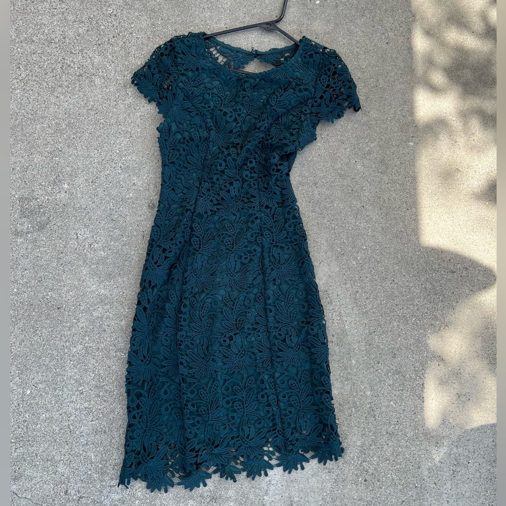 Forest Green Lace Back Cutout Dress